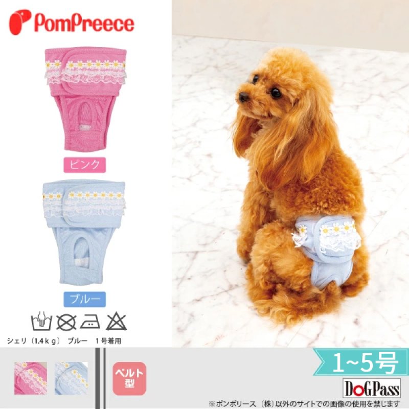 画像1: 【均一セール】 小型犬用 ベルト型 サニタリーパンツ フリルオーガンジ 【1〜5号】 (1)