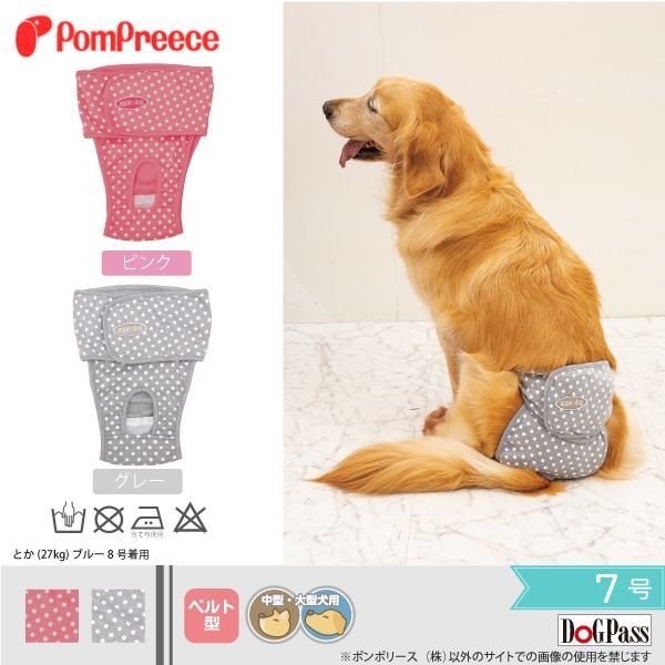 画像1: 【ポイント10倍で会員様はお得】 中大型犬用 ベルト型サニタリーパンツ 水玉 【7号】 (1)