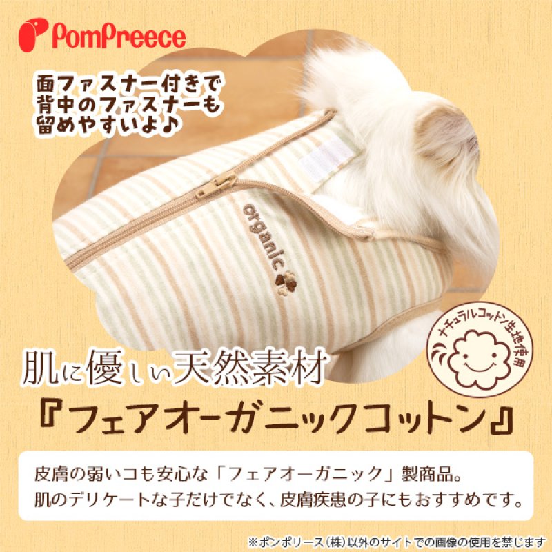 画像3: 小型犬用 術後カバーオール オーガニックボーダー 【2〜3号】 (3)