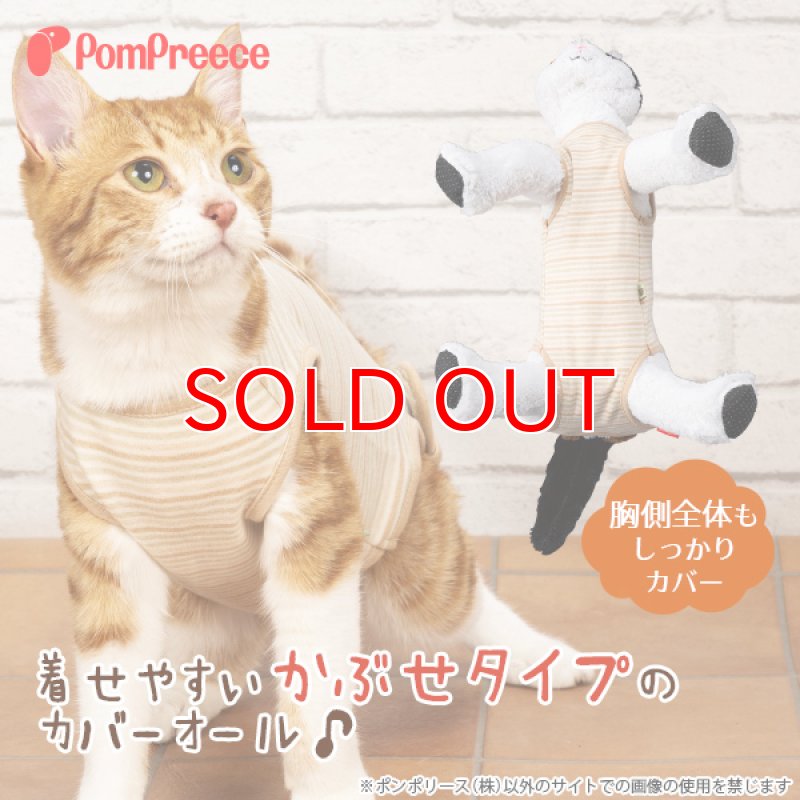 画像4: 猫用 術後カバーオール オーガニックボーダー【4号】 (4)