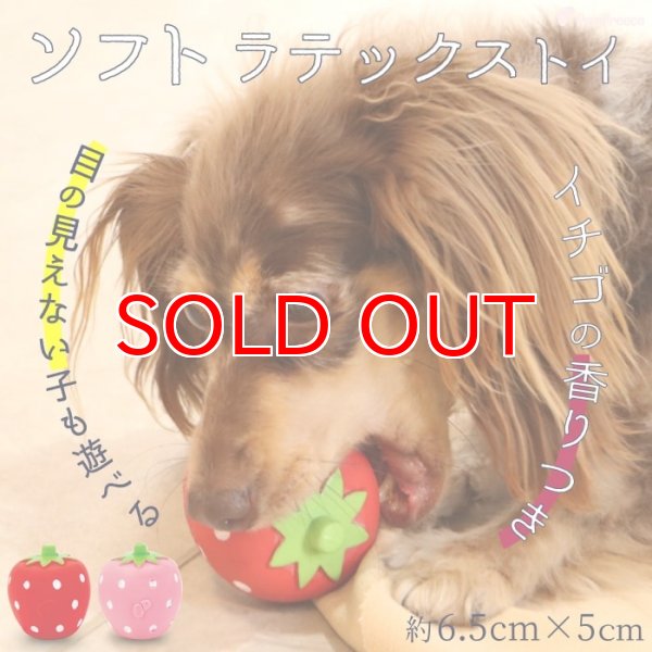 画像1: 【在庫処分セール品・アウトレット品】 PeePee付き・鈴無し・イチゴの香り付きラテックスTOY いちご ポンポリース【ピンクのみ】※返品交換不可 (1)