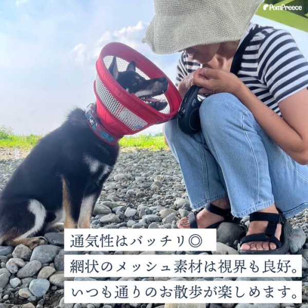 画像4: 【ポイント10倍で会員様はお得】  ロングメッシュエリザベスカラ― ベル型 面ファスナー留め 【S〜M】※クリームのみ (4)