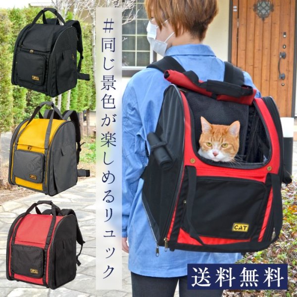 画像1: 【セール品15％OFF】 猫用ペットキャリー3WAYタッチインリュック スカイキャリ― 旅行 通院 散歩 折り畳み収納可能 (1)