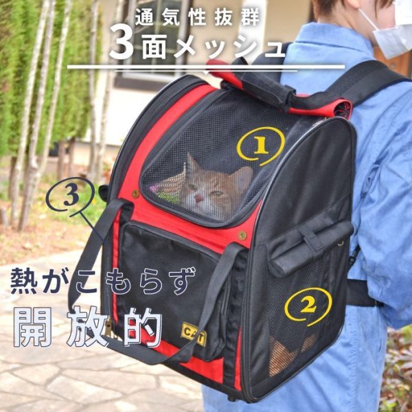 画像7: 【セール品15％OFF】 猫用ペットキャリー3WAYタッチインリュック スカイキャリ― 旅行 通院 散歩 折り畳み収納可能 (7)