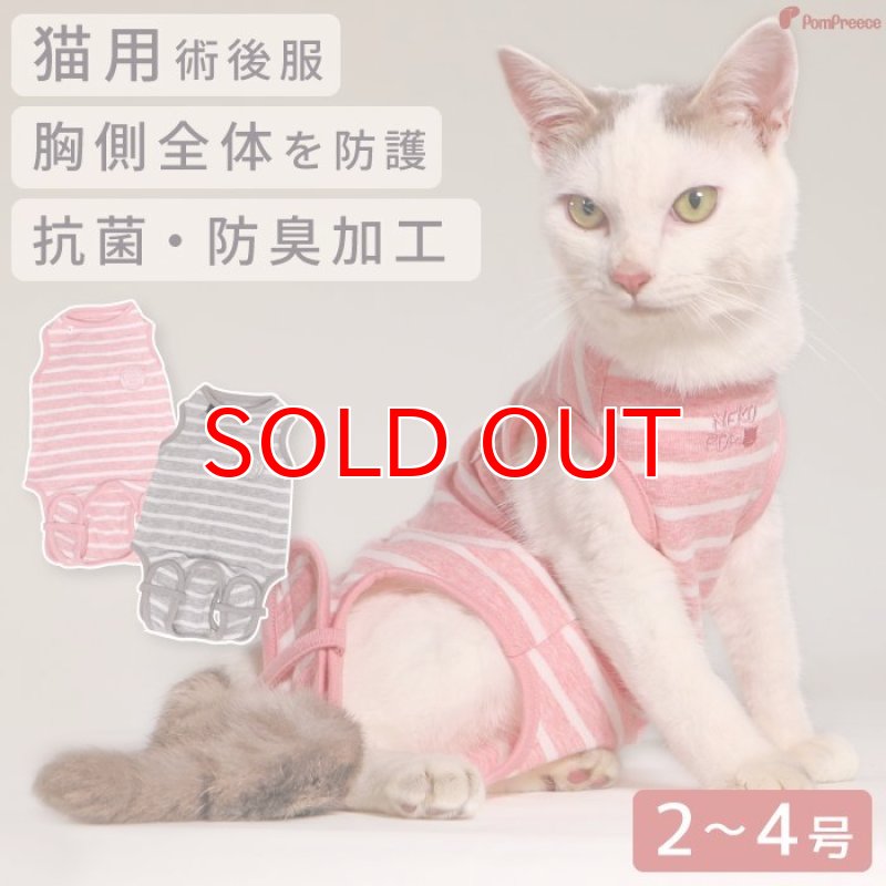 画像1: 【在庫処分セール品】猫用 術後カバーオー ネオボーダー【2号 グレーのみ】※返品交換不可 (1)