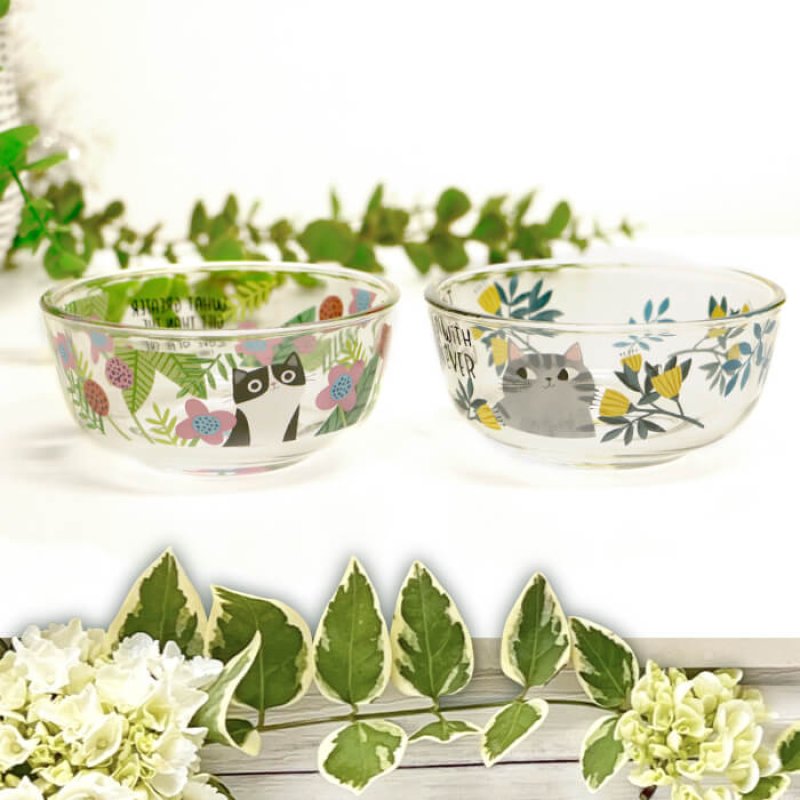 画像4: 【ポイント10倍で会員様はお得】ガラス製 フードディッシュ フラワーCAT (4)