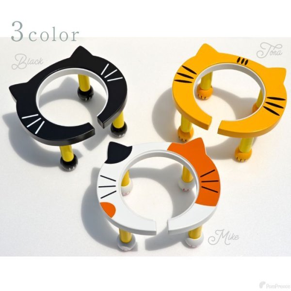 画像4: 【ポイント10倍で会員様はお得】猫 猫用品 可愛い 食器台 ネコ脚付ボウルスタンド ※お皿は別売り［ポンポリース］ (4)