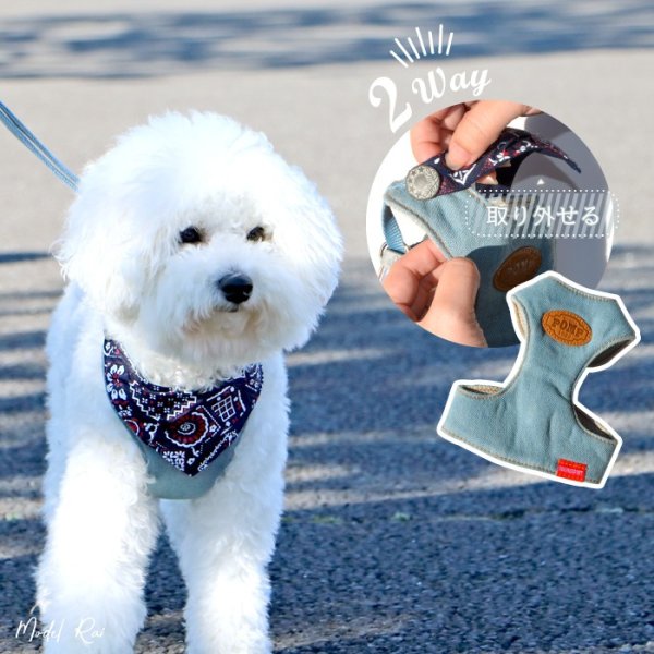 画像19: 【ポイント10倍で会員様はお得】［防虫香り袋プレゼント］スーパーハーネス&リード バンダナビンテージデニム 【1〜6号】 (19)