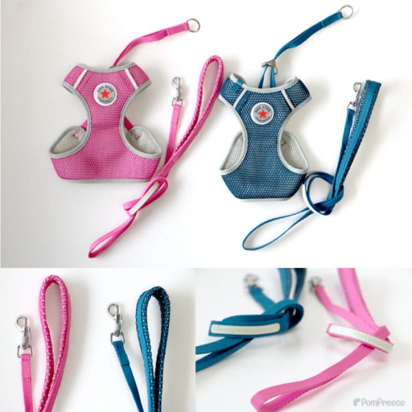 画像20: 【ポイント10倍で会員様はお得】［防虫香り袋プレゼント］犬用 スーパーハーネス &リードセット メッシュ ドッグスター 蓄光反射ワッペン付 1号〜6号 (20)