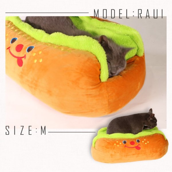 画像23: 【ポイント10倍で会員様はお得】ドッグベッド キャットベッド ベッド キャラクターカドラ ホットドッグ　S・M・L (23)