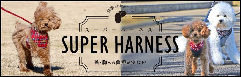 安心・快適なスーパー胴輪&リード。衝撃を面で吸収。優しいフィット感で包み込み、お散歩時の負担を軽減します