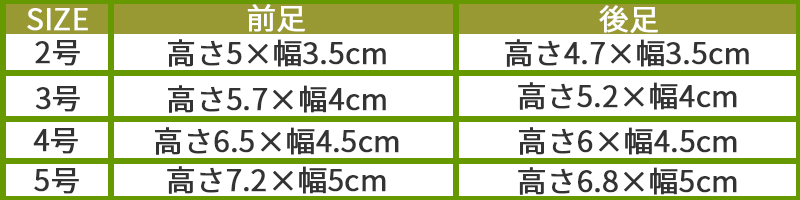 レインシューズサイズ表